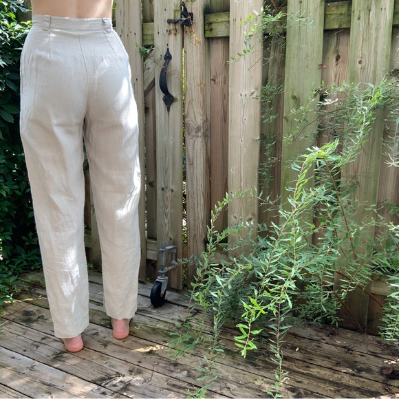 Gorgeous Natural Linen High Waisted Pants - Picture 4 of 6